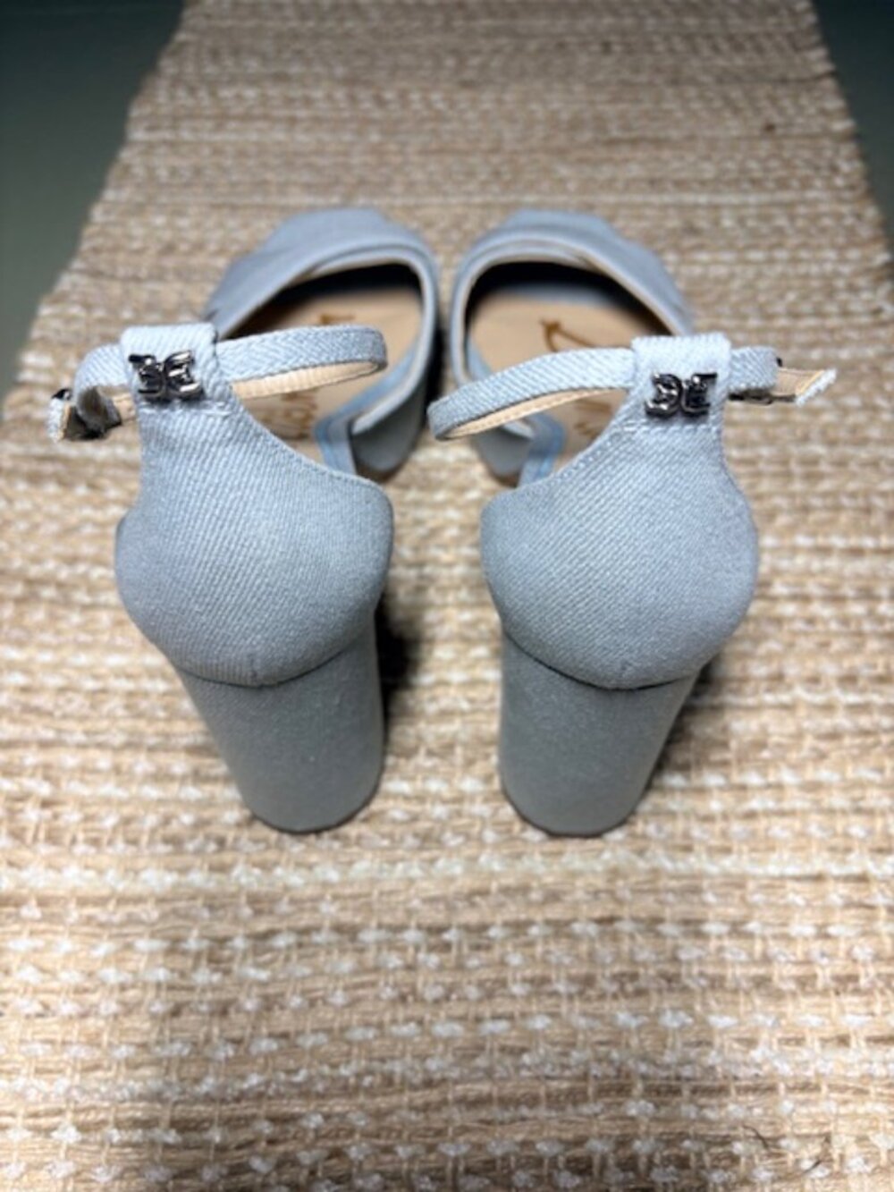 Sam Edelman Womens Jullian Platform Sandals 7.5 Block Heel Lt Blue Open Toe NEW - Picture 3 of 7